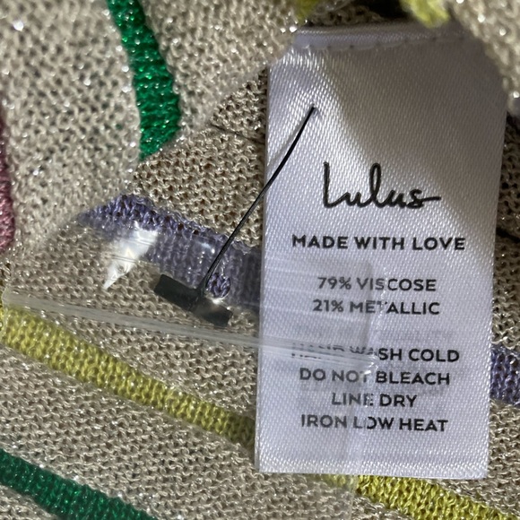 Lulus NWT Eye-Catching Trend Taupe Multi Striped Ribbed Cardigan Top - Picture 11 of 14